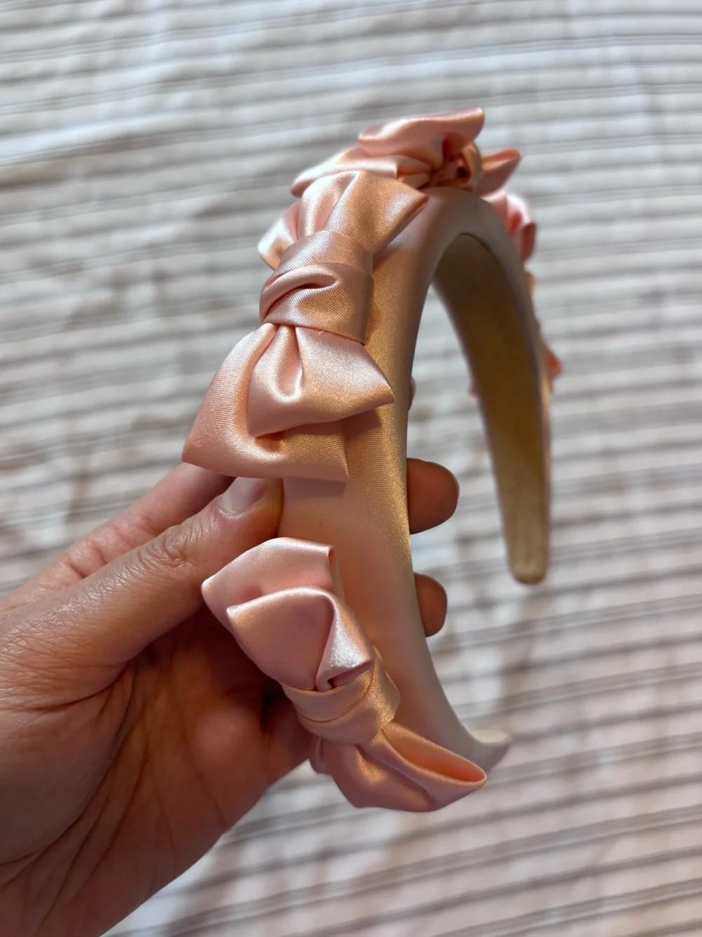 Pink Satin Bow Headband from Cider